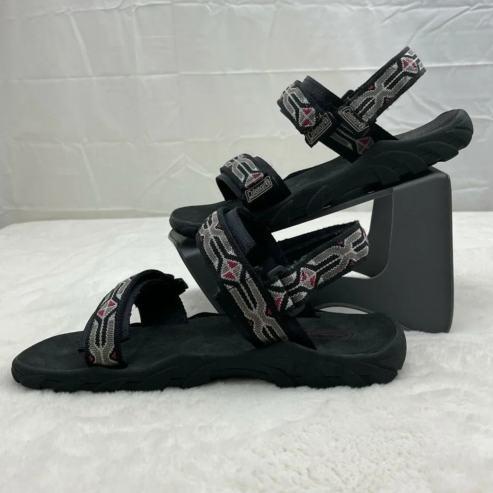 Coleman Sand Lake Open Toe Sandals Men Size 9 Hook & Loop Black